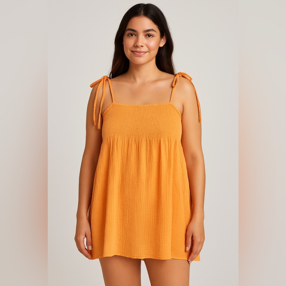 Oli & Hali Sunlit Orange Mini Dress with Tie Straps